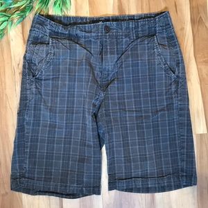 American Eagle Long Board Shorts | Dark Gray Plaid